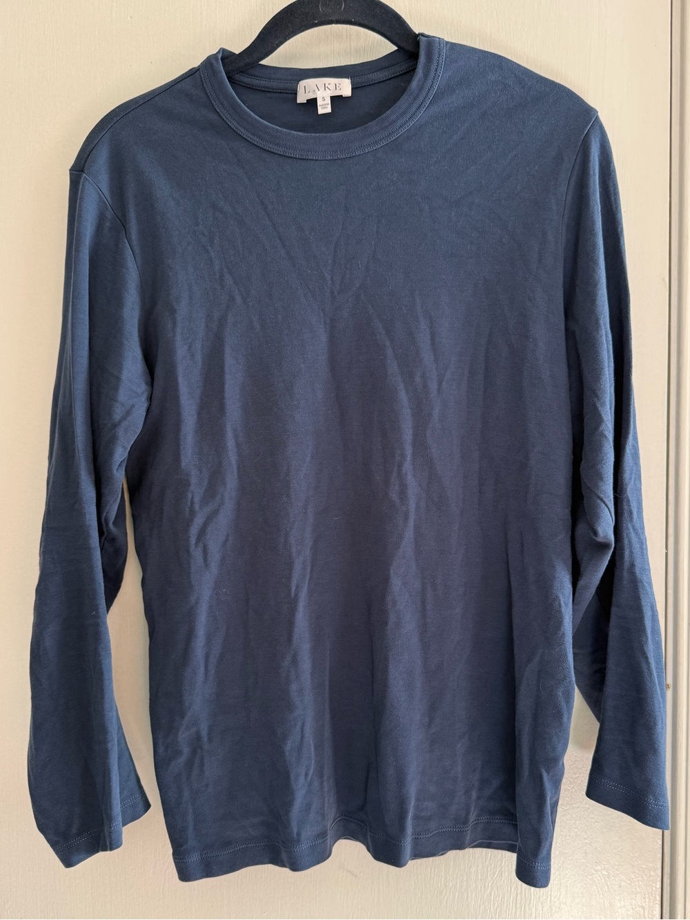 LAKE Long-Sleeve Crewneck Tee - Deep Navy Blue Size S